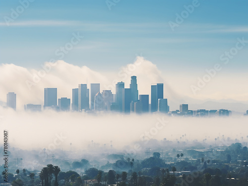 California's misty skyline visible over Los Angeles