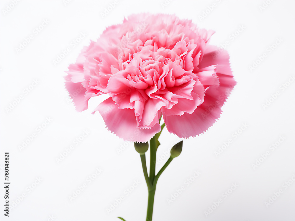 Solitary pink carnation flower provides a backdrop for Mother's Day celebrations