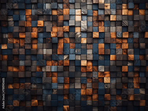 Wooden texture background features abstract mosaic art