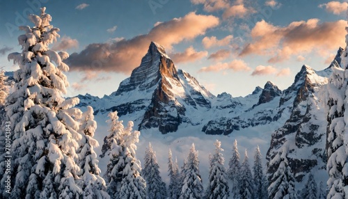 Tr  umerische Winterlandschaft im Gebirge