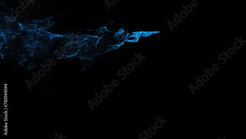 Abstract particles in different shapes being blown away to reveal or uncover underneath or could be played in reverse to hide something. Apple prores 4444 with transparency.