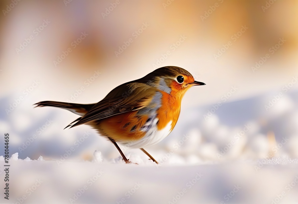 Capturing Nature's Beauty in High-Definition - A Close Encounter with a Robin in a Snow-Covered Meadow