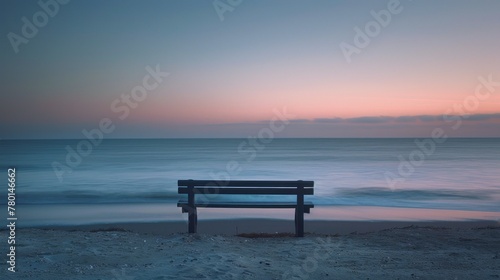 Lonely Bench at Seashore