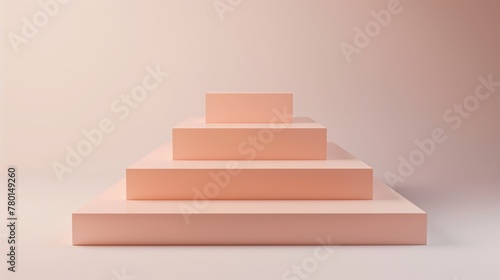 Minimalist steps on a peach color background. Perfect place for your products presentation. 3D illustration.