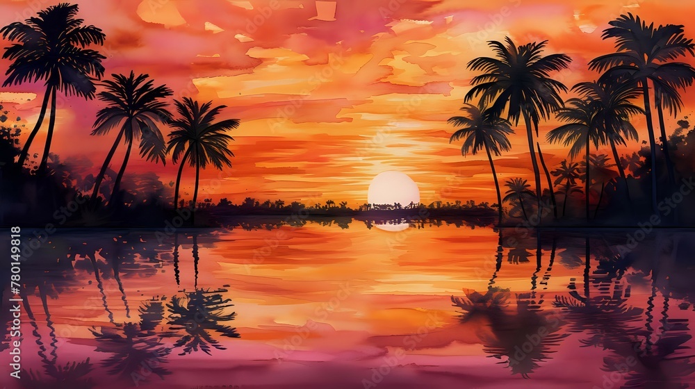 Palm Tree Silhouette Symphony./n