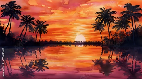 Palm Tree Silhouette Symphony. n