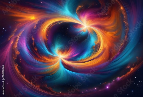 A digital painting of a cosmic vortex with vibrant colors and intricate details