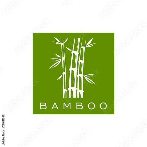 Bamboo icon, asian spa massage, health and beauty symbol. Beauty eco product nature symbol, spa and massage salon vector circle bamboo icon or plant green label. Organic packaging jungle forest emblem