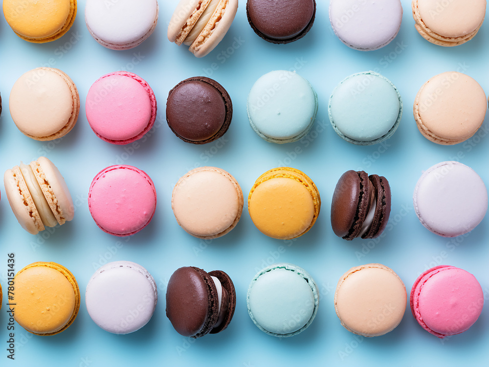 Obraz premium Vibrant macarons featured in top-down view banner
