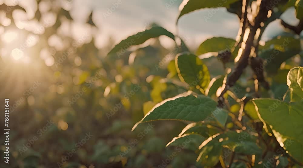 The sun shines on the coffee plantation in the morning. The sun shines on the coffee plantation in the morning.