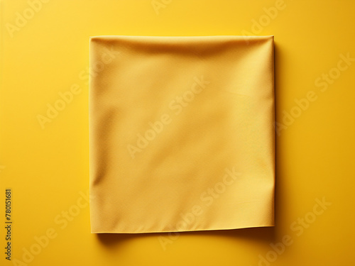 A yellow kitchen napkin rests neatly on a table, offering space for creativity
