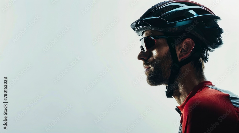 CYCLIST in profile on a gray background with helmet and glasses in high resolution and high quality. cycling concept,man CYCLIST in profile on a gray background with helmet and glasses in high resolution and high quality. cycling concept,man