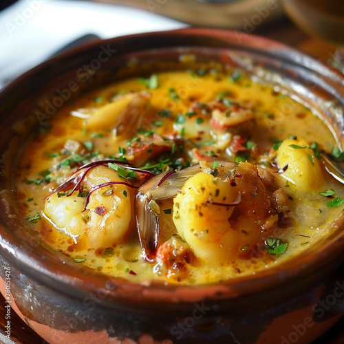 Moqueca de Camarão, a beloved Brazilian delicacy, tantalizes the taste buds with its aromatic blend of shrimp, coconut milk, and spices photo