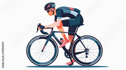 illustration of a person riding professional bicycle on white background