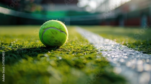 Closeup of grass tennis court Freshly cut grass on the tennis court