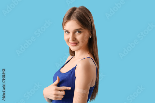 Pretty young woman pointing...