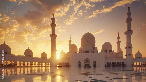 Sunset Majesty: Sheikh Zayed Grand Mosque's Radiance photo