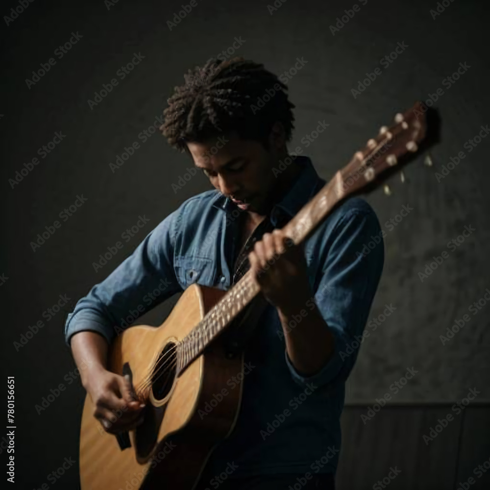 Obraz premium 기타, 기타 연주자, 뮤직, 음악가, 연주, 어쿠스틱, 남자, 사운드