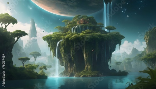 A-Surreal-Illustration-Of-A-Floating-Island-In-Spa-