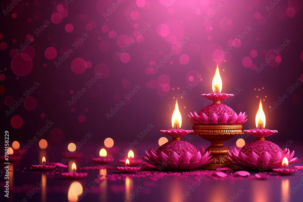 Magic pink lotus flower with candles and sparkles. Loy krathong thailand festival. Buddha Purnima, Vesak. Yoga and meditation concept Magic pink lotus flower with candles and sparkles. Loy krathong thailand festival. Buddha Purnima, Vesak. Yoga and meditation concept