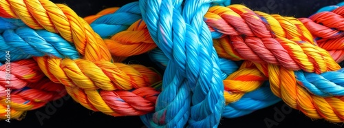 Colorful Knot of Ropes Close-Up