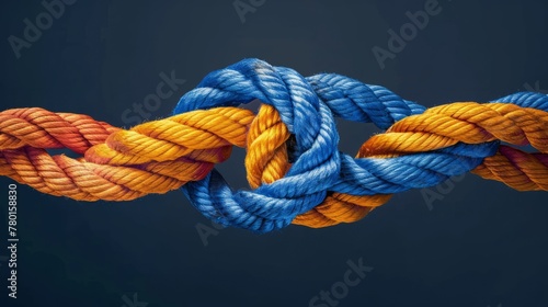 Intertwined Colorful Ropes on Dark Background
