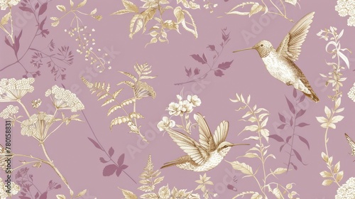Elegant Floral and Hummingbird Pattern