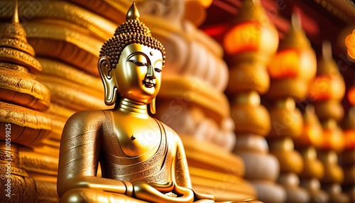 Buddha Statue in Traditional Thai Templ photo