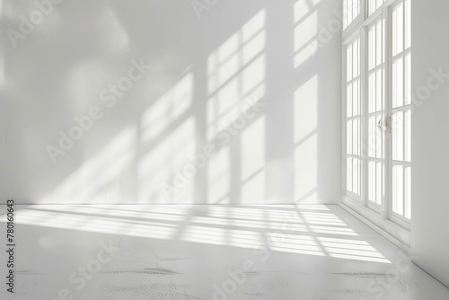 White wall with light and shadow from window, empty studio room background