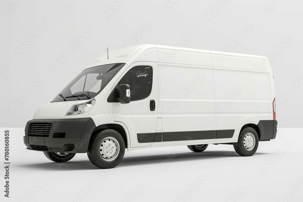 Sleek White Delivery Van Isolated on Pristine White Background, 3D Rendering