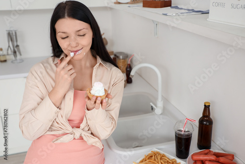 Young woman in cream with t...
