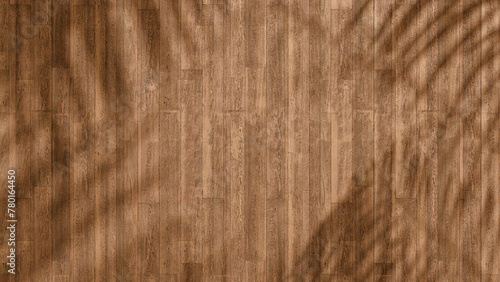 top view of soft brown table with high resolution texture and palm leafs shadows, summer table background with empty space for text or design, soft cozy sunny table backdrop, wooden texture seamless