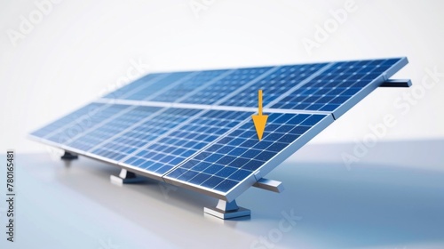 This is followed by a closeup image of a solar panel with a small arrow pointing to it indicating the energy being produced. . .