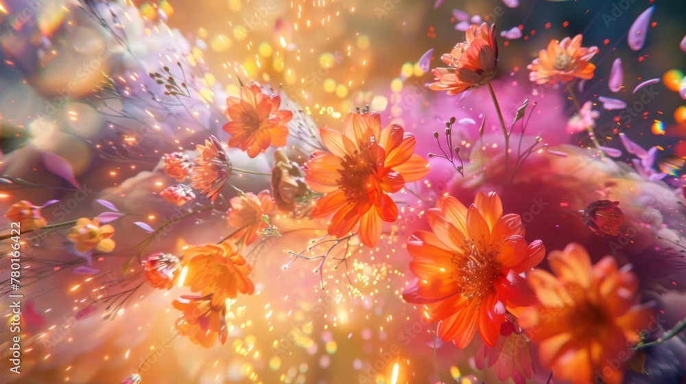 A riot of colorful blooms explode in an explosion of fiery brilliance