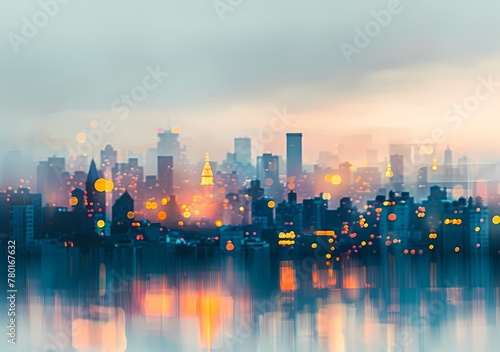 Blurred cityscape  with bokeh effect  background business center building wallpaper  background 