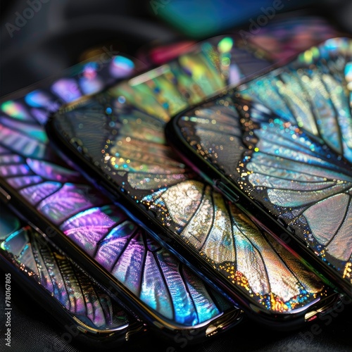 A series of luxury tech accessories inspired by the iridescent beauty of butterfly wings from smartphone cases to laptop skins