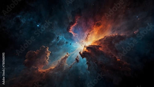A majestic portrayal of a nebula as seen from the cockpit of a speeding spacecraft, with brilliant colors illuminating the darkness Generative AI