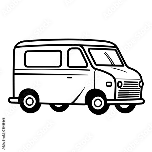 Minimalist outline icon of a delivery car for transportation designs. © Crazy Juke Vector
