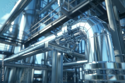 Industrial building piping systems, hand-edited 3D illustration