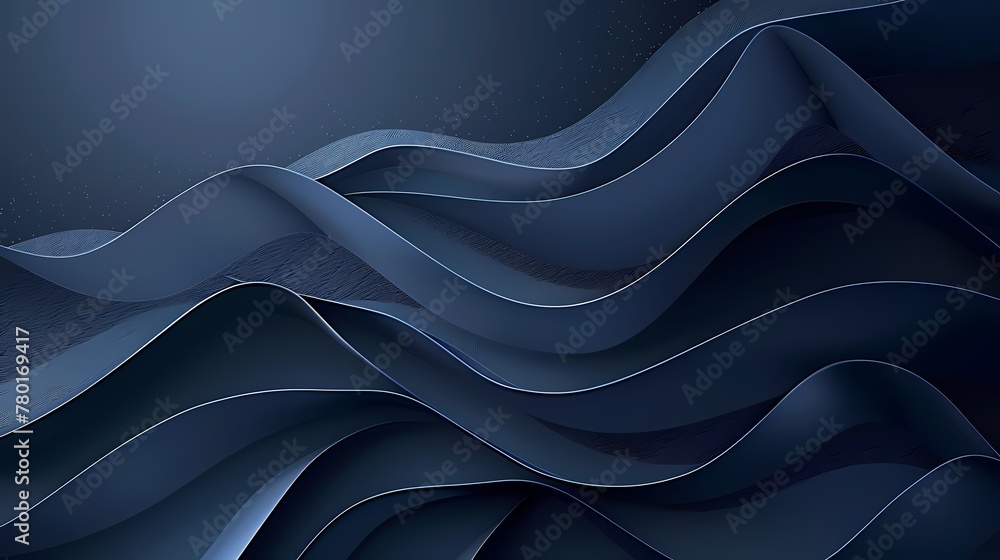 Modern Abstract wave silk fabric textured gradient background, wallpaper with color theme of Navy blue