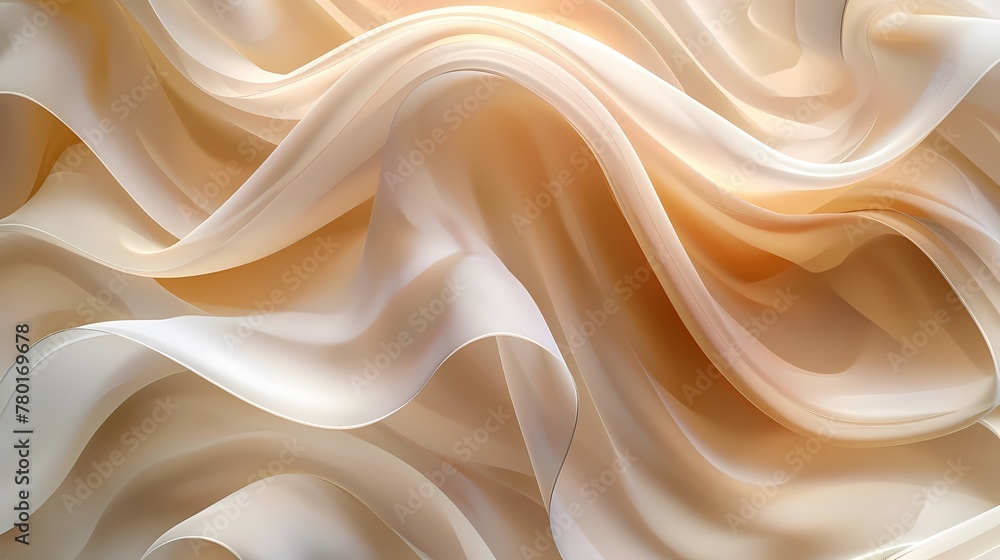 Sleek thin modern luxurious beige fabric wave background for cosmetic and advertising Sleek thin modern luxurious beige fabric wave background for cosmetic and advertising