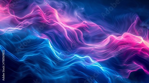 Swirling neon vapor waves illuminate the dark sky