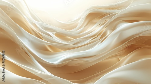 Aesthetic abstract Sleek thin modern luxurious beige fabric wave background for cosmetic and advertising