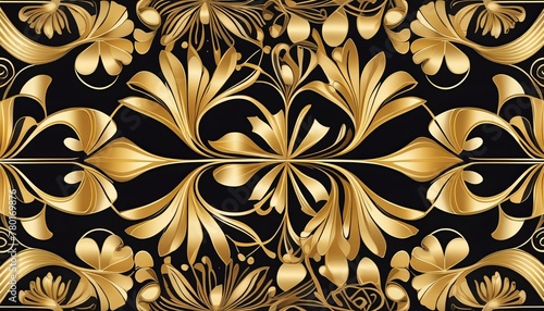 Intricate Art Deco Pattern in Black and Gold