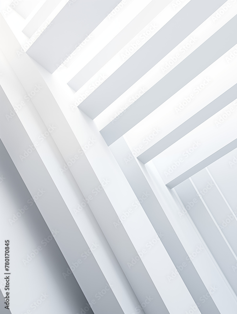 Naklejka premium Geometrized white space with abstract lines, photography style, realistic