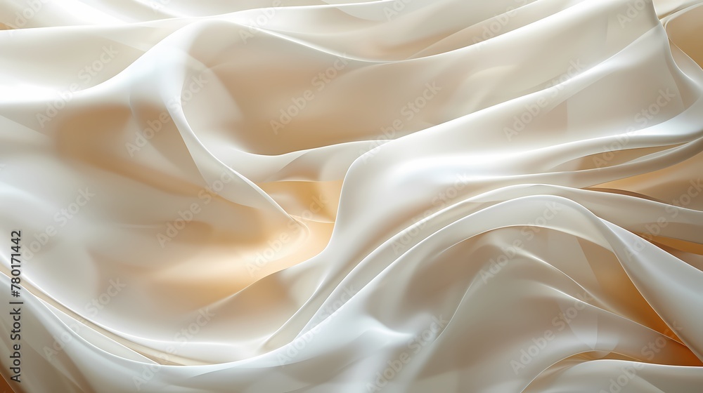 Obraz premium Modern Abstract wave silk fabric textured gradient background, wallpaper with color theme of Ivory white beige gold