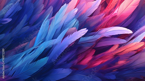 Digital red and purple gradient feather abstract graphic poster web page PPT background