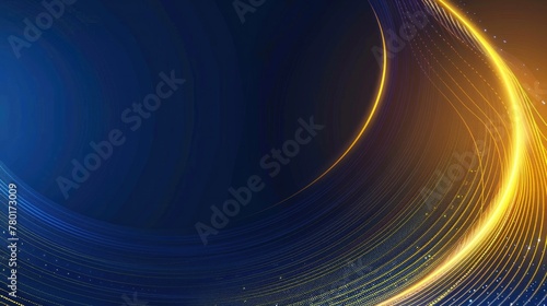 Abstract blue background with interweaving of colored dots and lines, Wave of dots and weave lines.