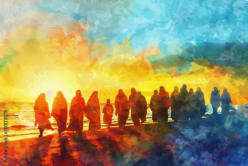 Spiritual Illustration Followers of Jesus, Faith-Inspired Digital Artwork