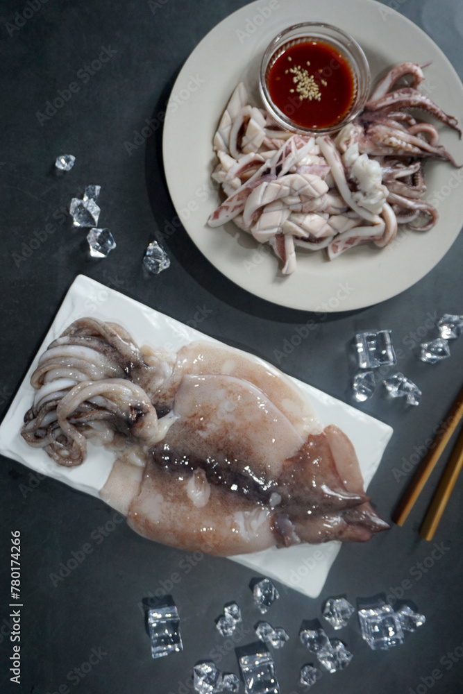 Squid on plate.sea food Squid on plate.sea food